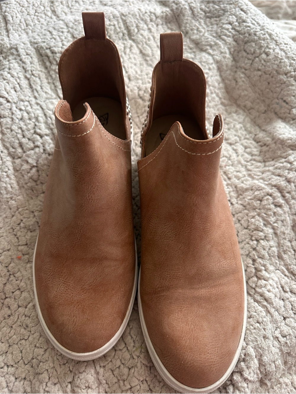 BEAST FASHION Tan Slip-On Ankle Booties